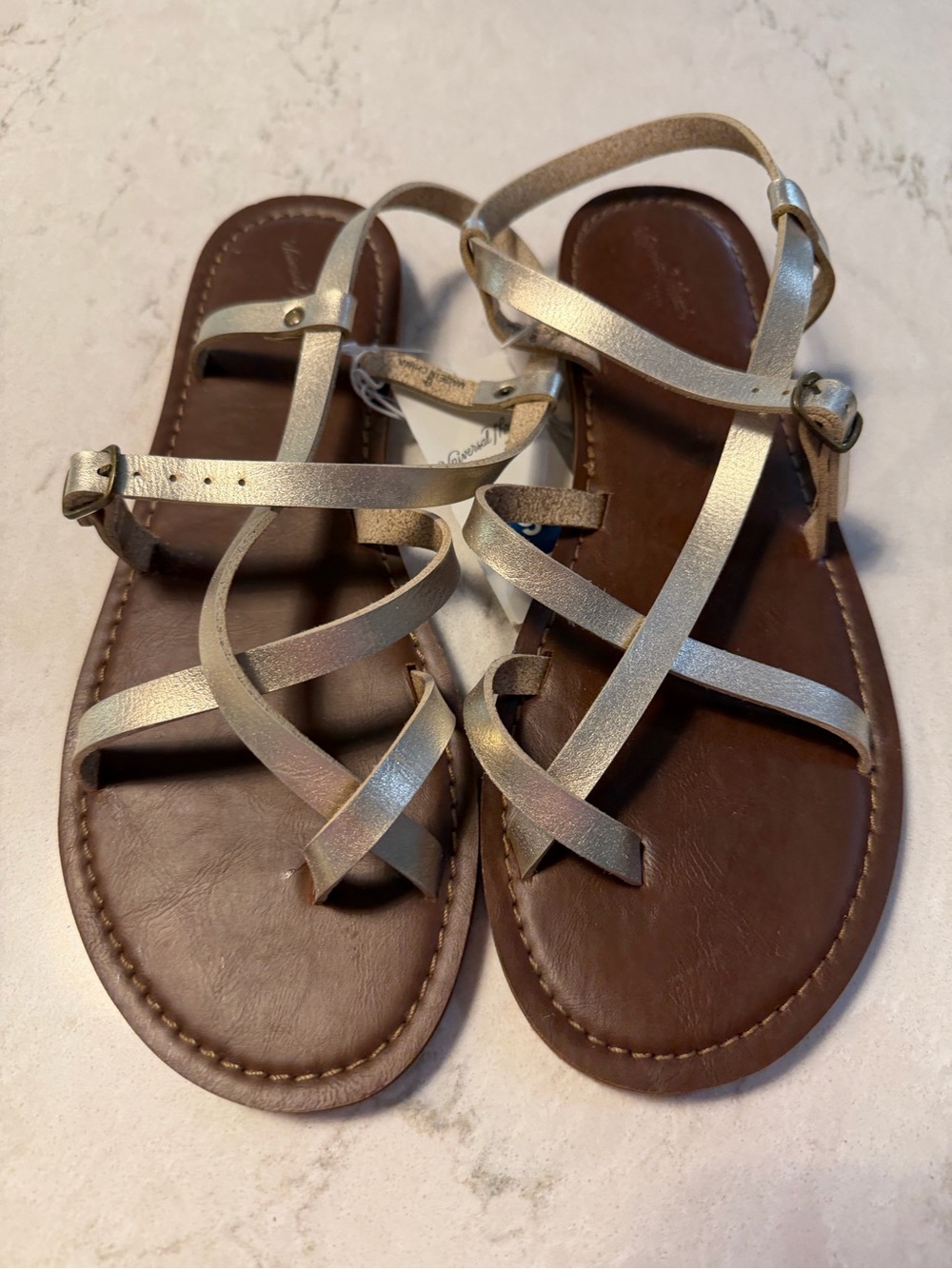 Universal thread Metallic Silver Flat Sandals 9